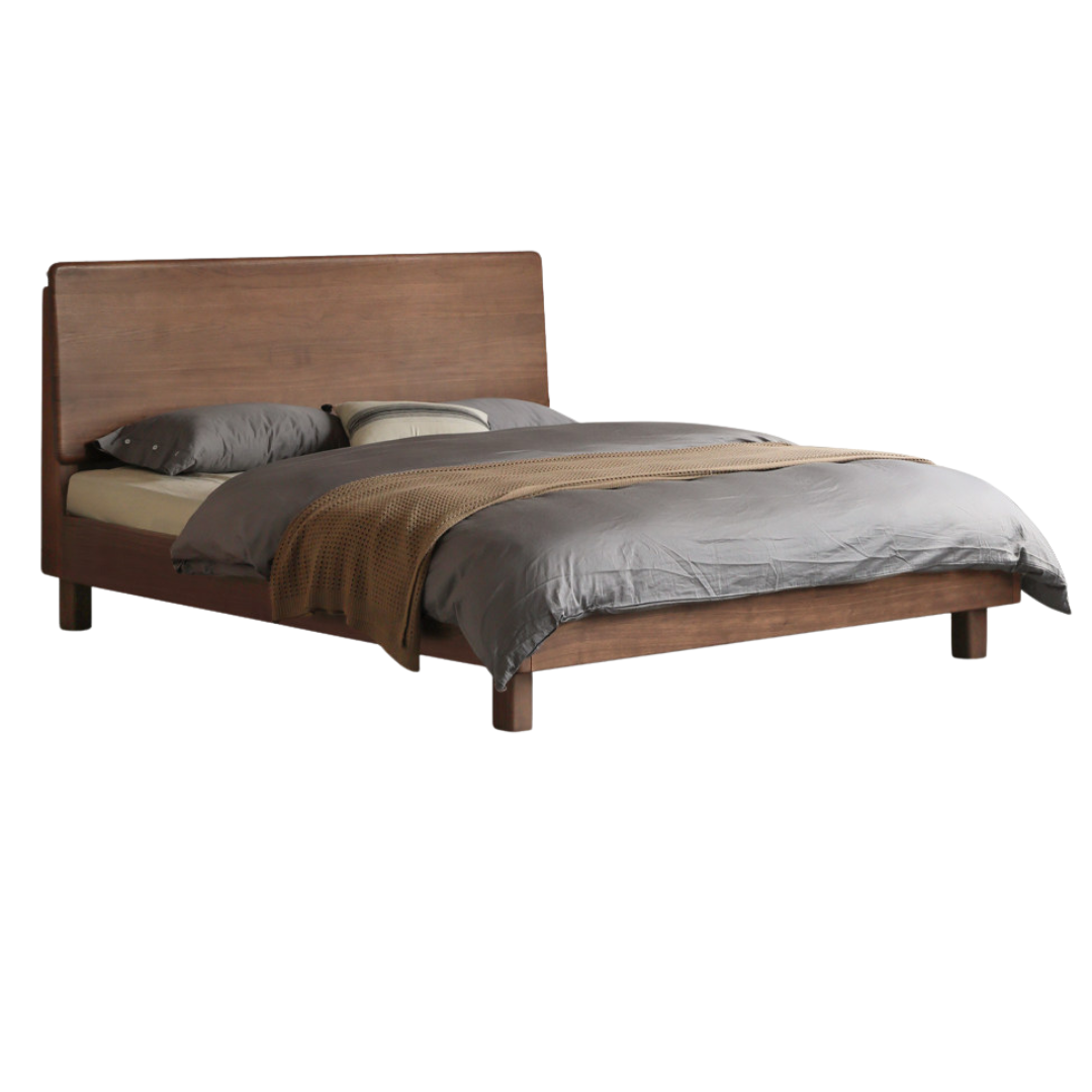 Black Walnut, Sandalwood,Oak Bed with High Headboard