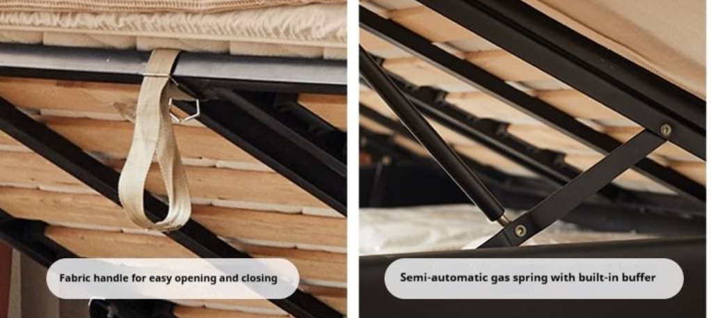 Genuine Leather Retro Box Bed — Black Upholstered, Simple Design