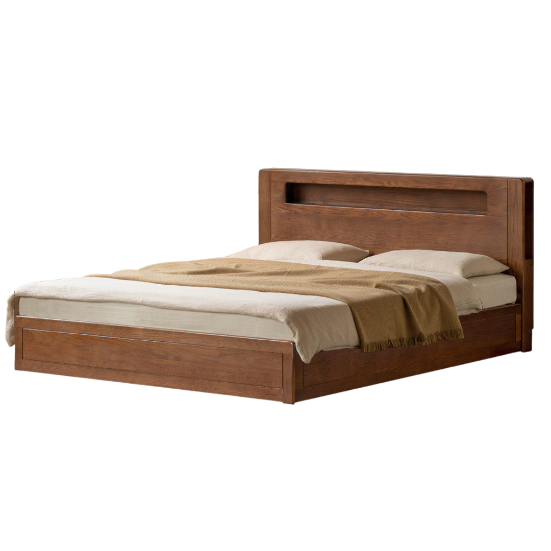 Oak Solid Wood Luminous Storage Box Bed