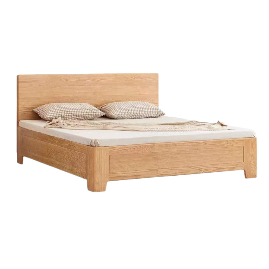 Oak Solid Wood Box Bed — Modern Minimalist Bed
