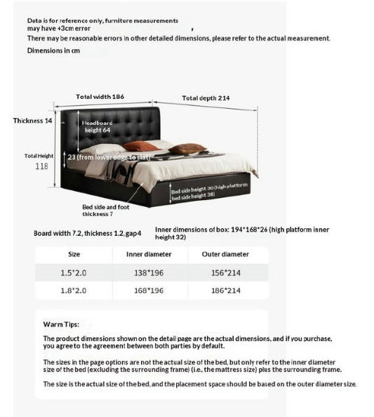 Genuine Leather Retro Box Bed — Black Upholstered, Simple Design