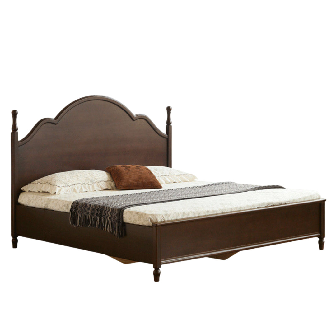 Poplar Solid Wood Box Bed — American Retro Vintage Style Off-the-Ground Box Bed