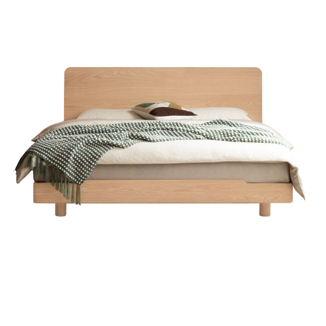 Oak, Ash Solid Wood Luminous Suspended Bed, Nordic Style