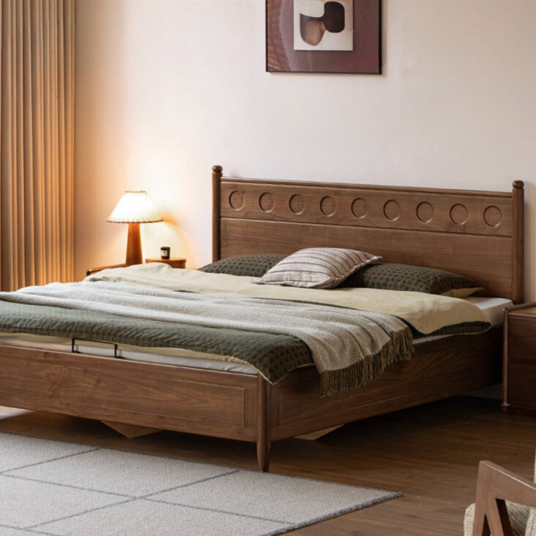 Black Walnut Solid Wood Box Bed — Italian Light Luxury Fully Openable Bed