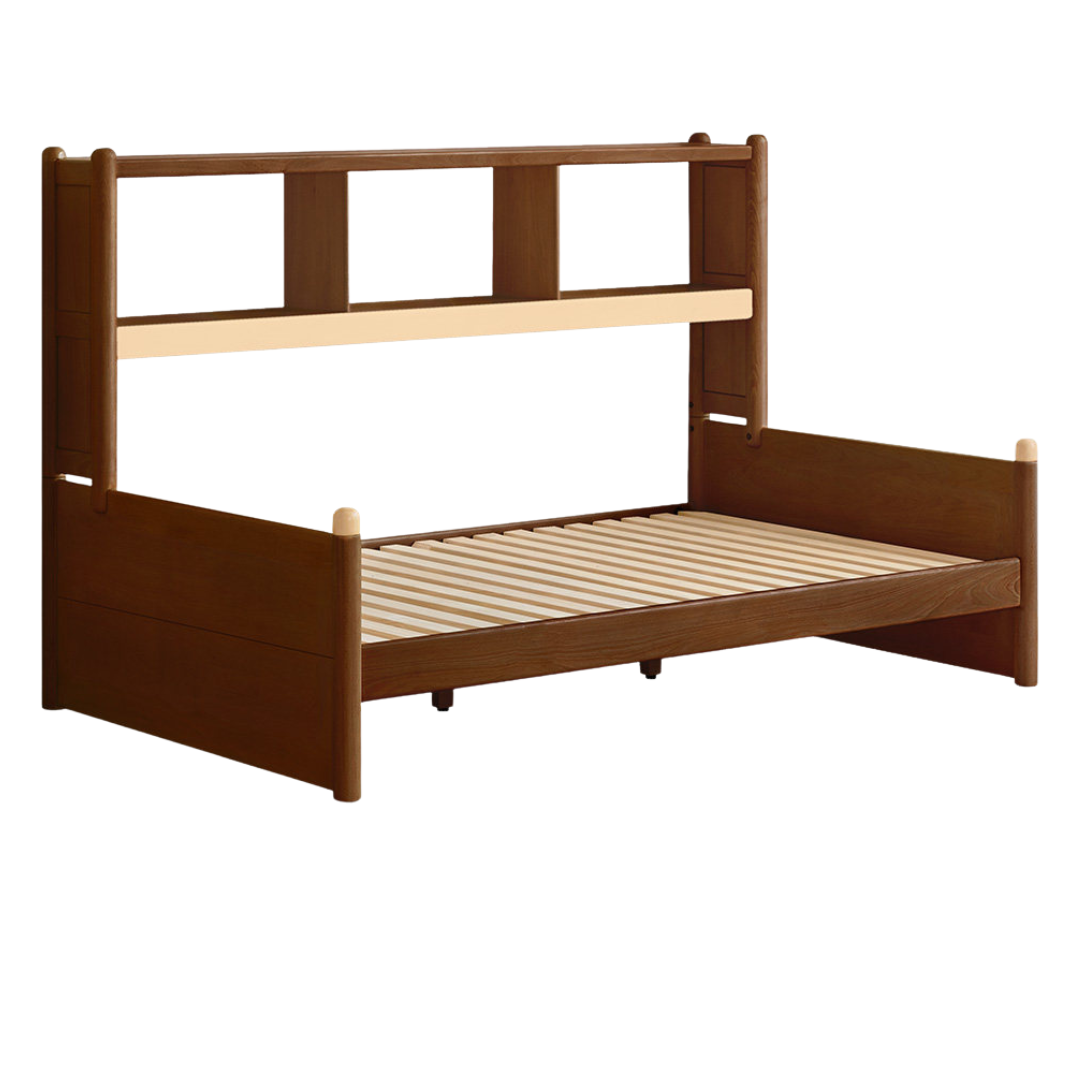 Beech, Rubberwood Solid Wood Children's Bed — Multifunctional Bed with Cabinet