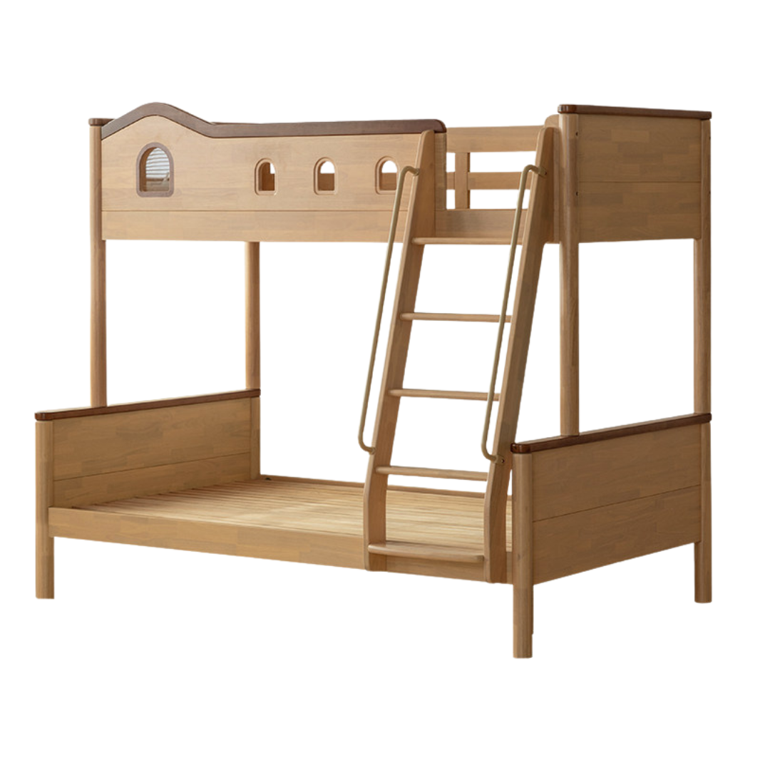 Beech,Rubberwood Solid Wood Detachable Bunk Bed with Playful Design