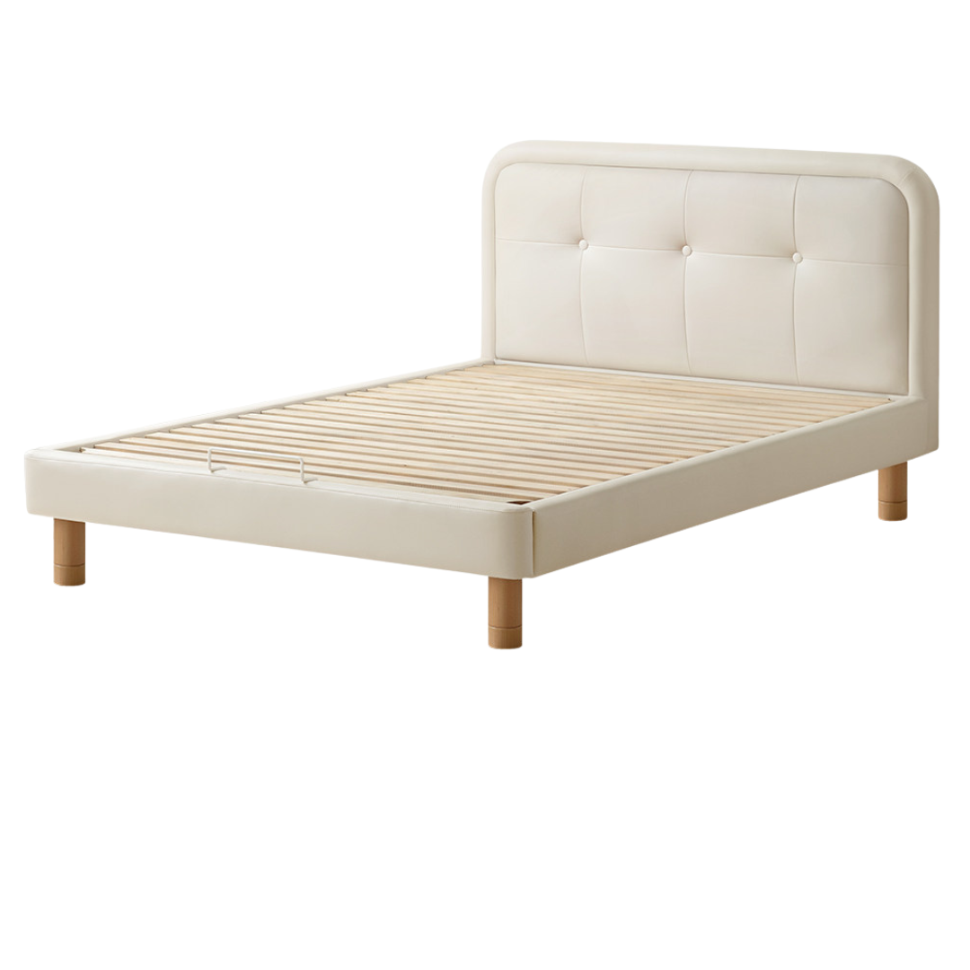 Organic Leather Children’s Platform Bed with High Upholstered Headboard