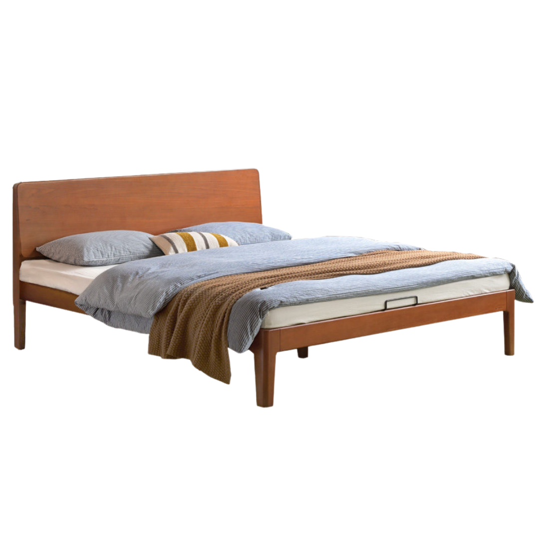 Poplar Solid Wood Bed — Retro Edge Vintage Slab Bed