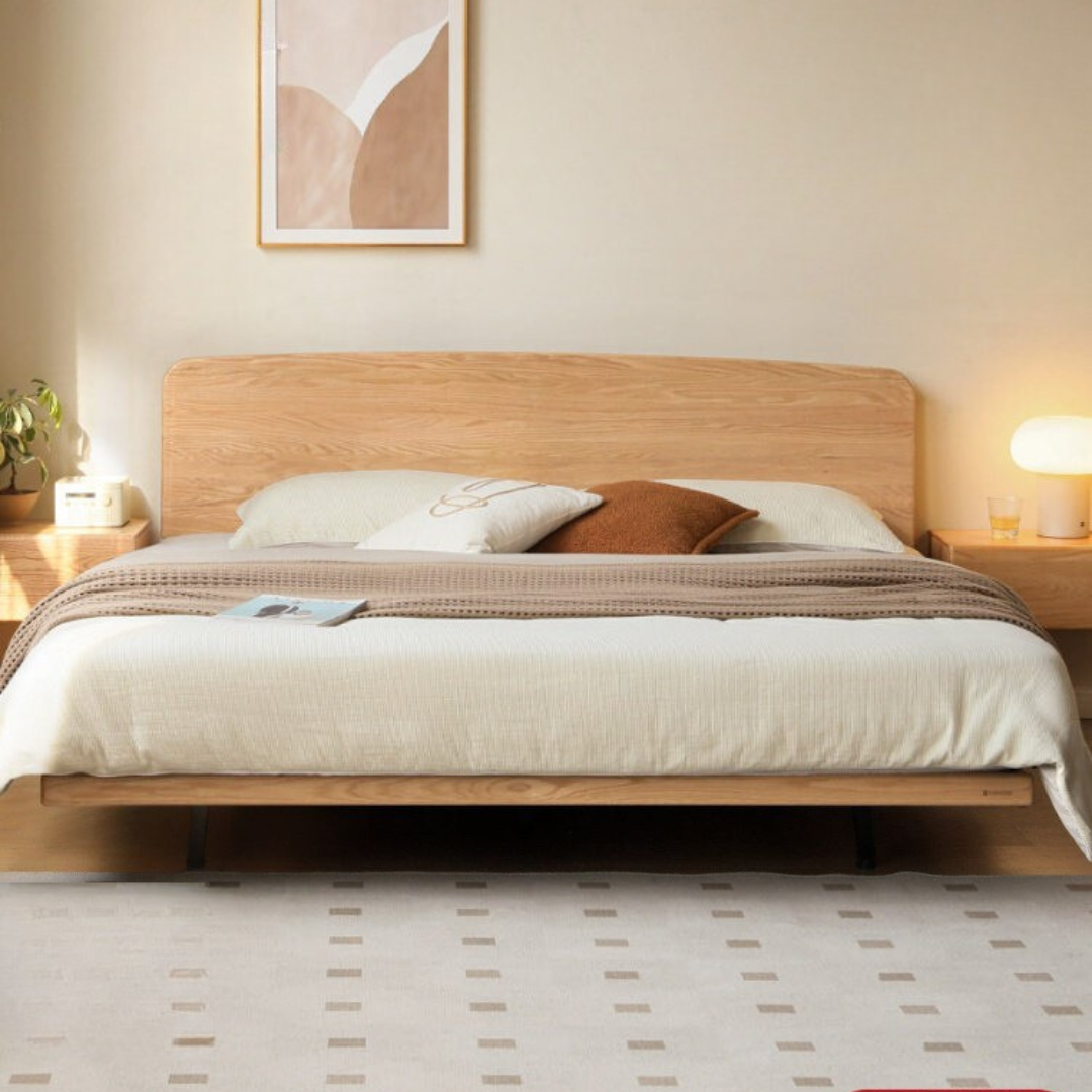 Oak Solid Wood Bed — Simple Floating Bed Design