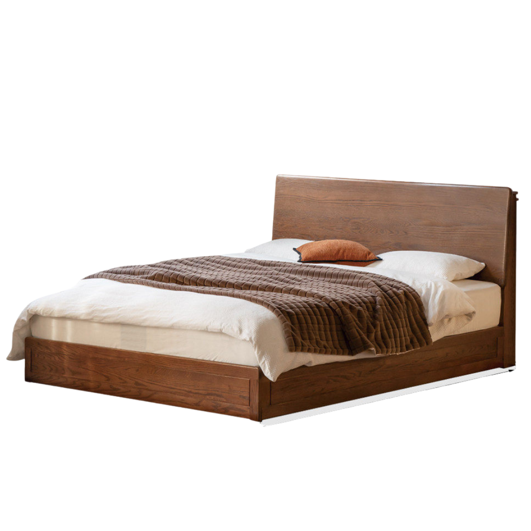 Black Walnut Solid Wood Box Bed — Luxury Multifunctional Storage Bed