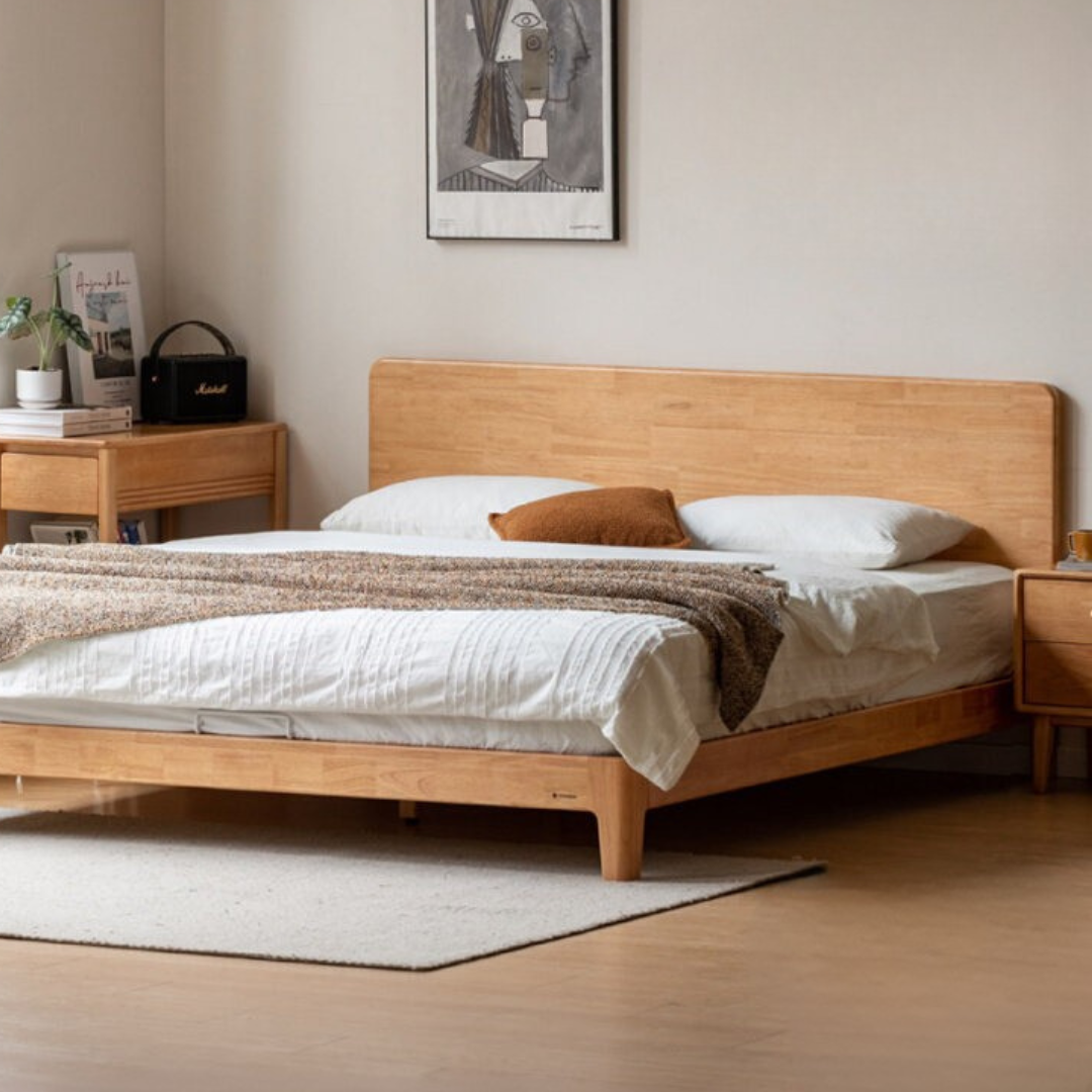 Rubberwood Solid Wood Bed