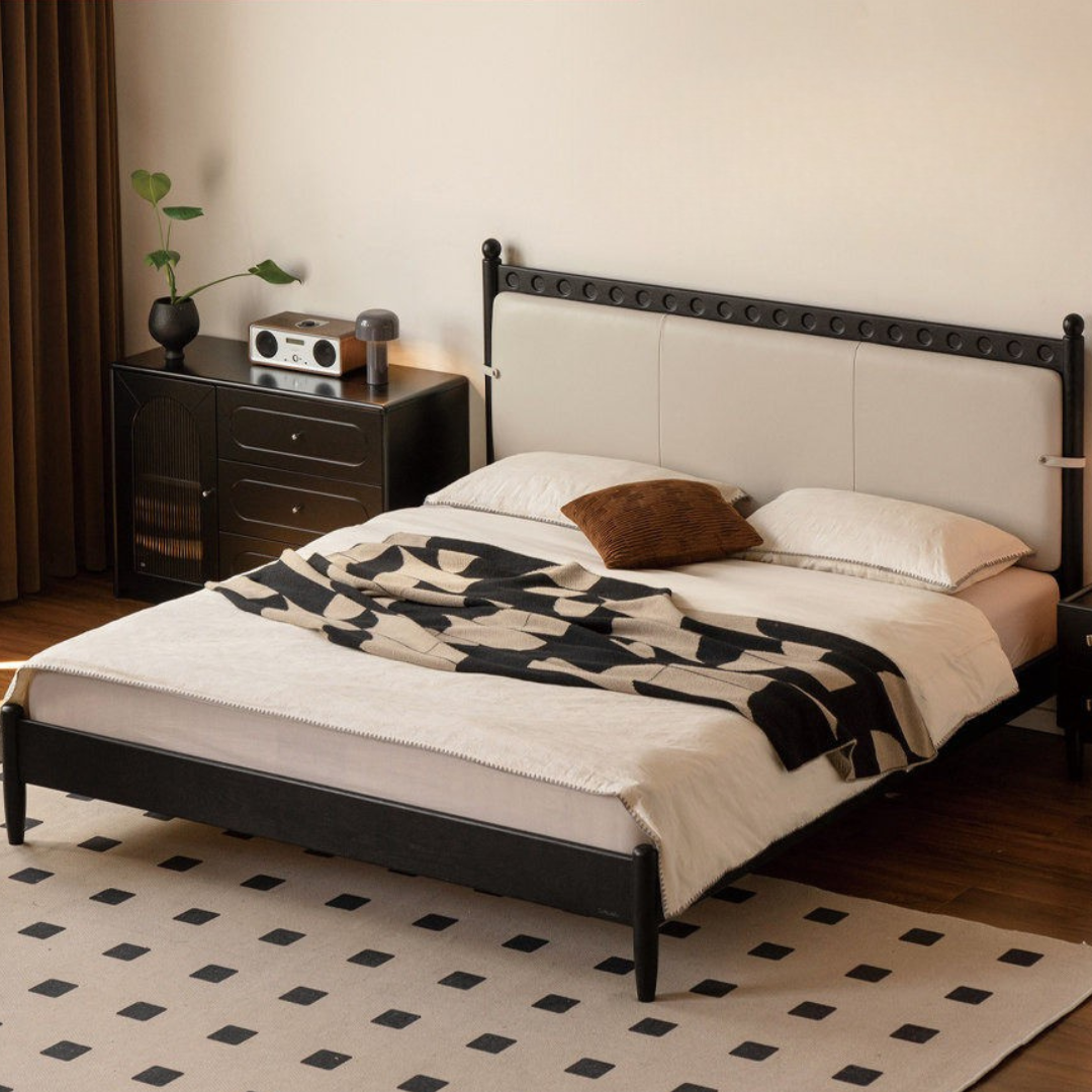 Ash Solid Wood Bauhaus Soft Leaning Antique Style Bed