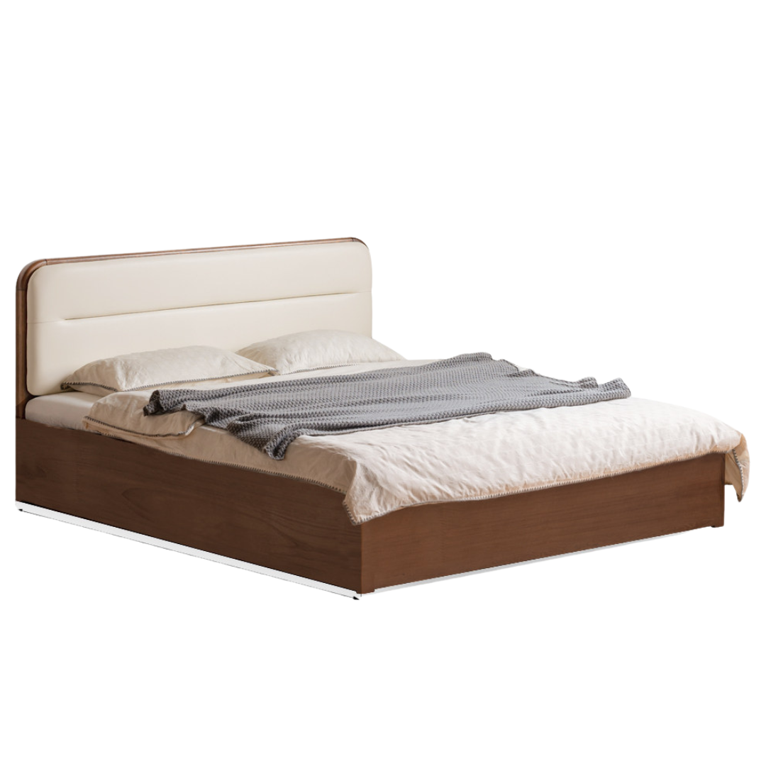 Oak, Rubberwood Solid Wood Bed — Modern Minimalist Box Bed