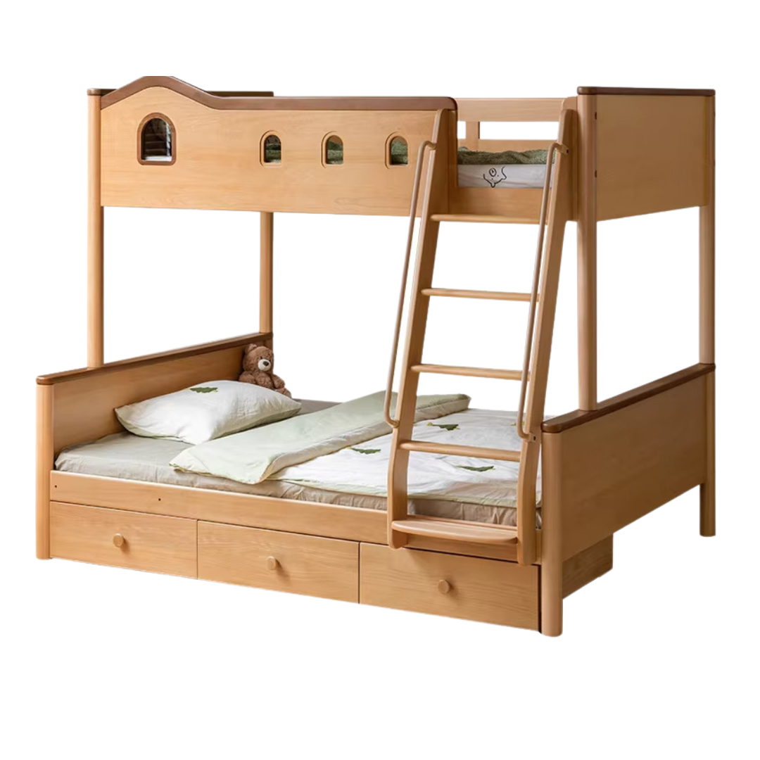 Beech, Oak, Rubberwood Solid Wood Children's Bunk Bed