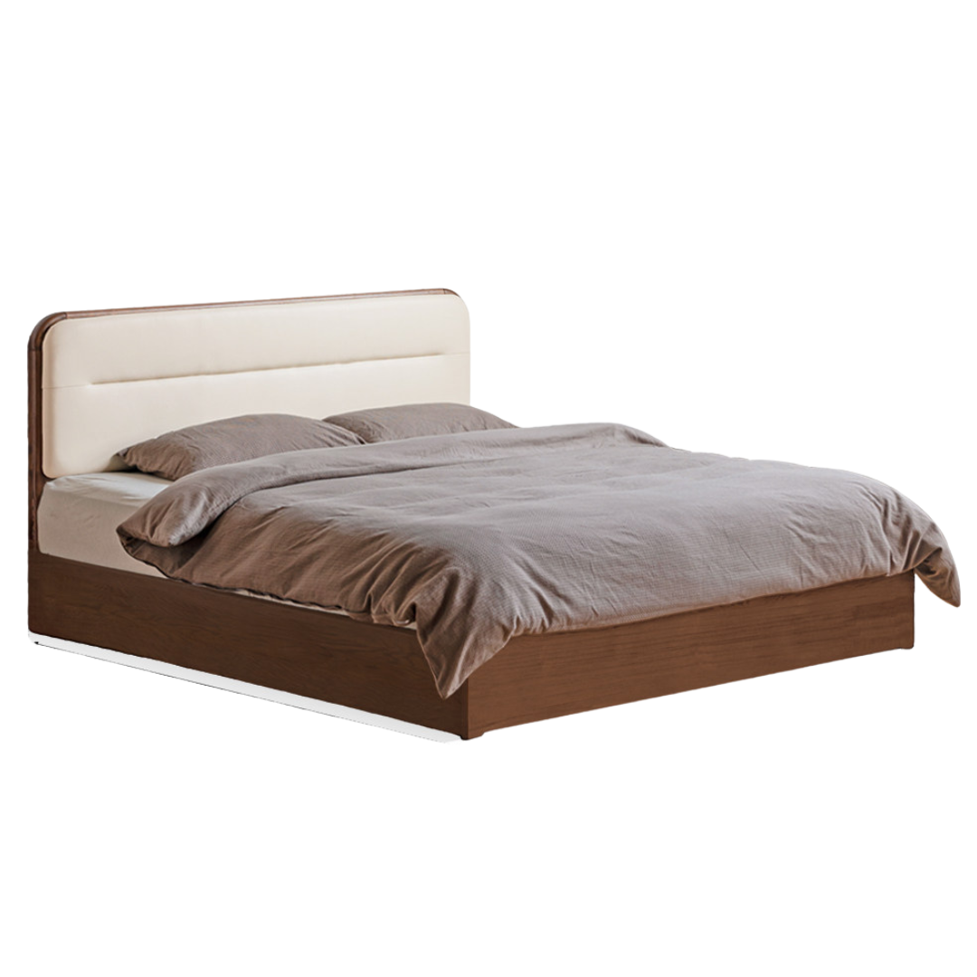 Oak, Rubberwood Solid Wood Bed — Modern Minimalist Box Bed