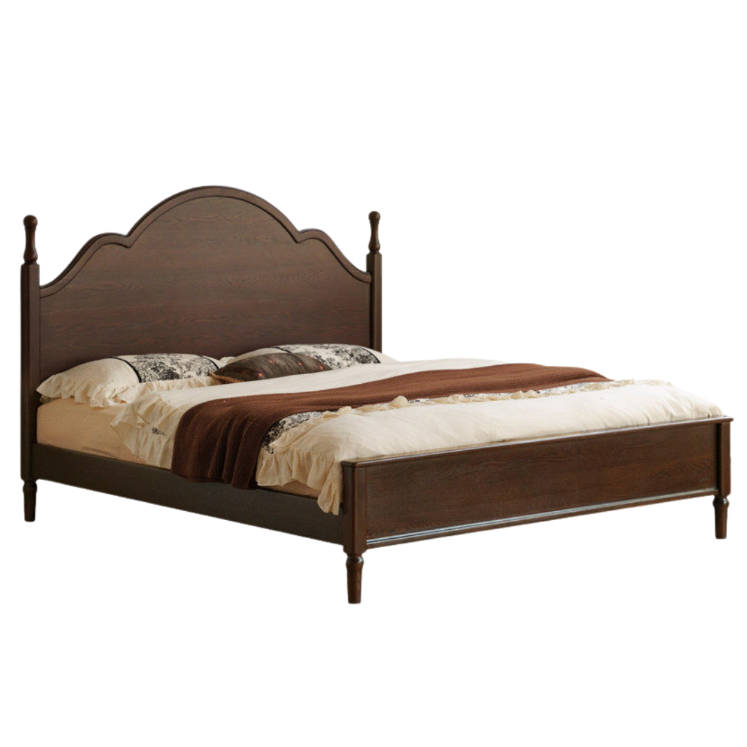 Ash Solid Wood Bed — American Retro Style