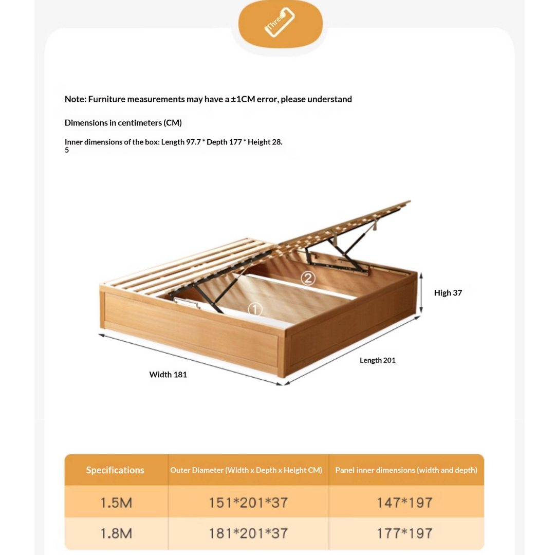 European Beech Solid Wood Platform Box Bed — Headboard-Free, Simple Design
