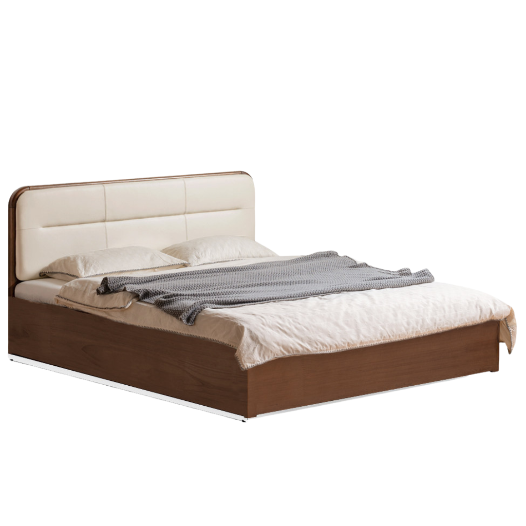 Oak, Rubberwood Solid Wood Bed — Modern Minimalist Box Bed