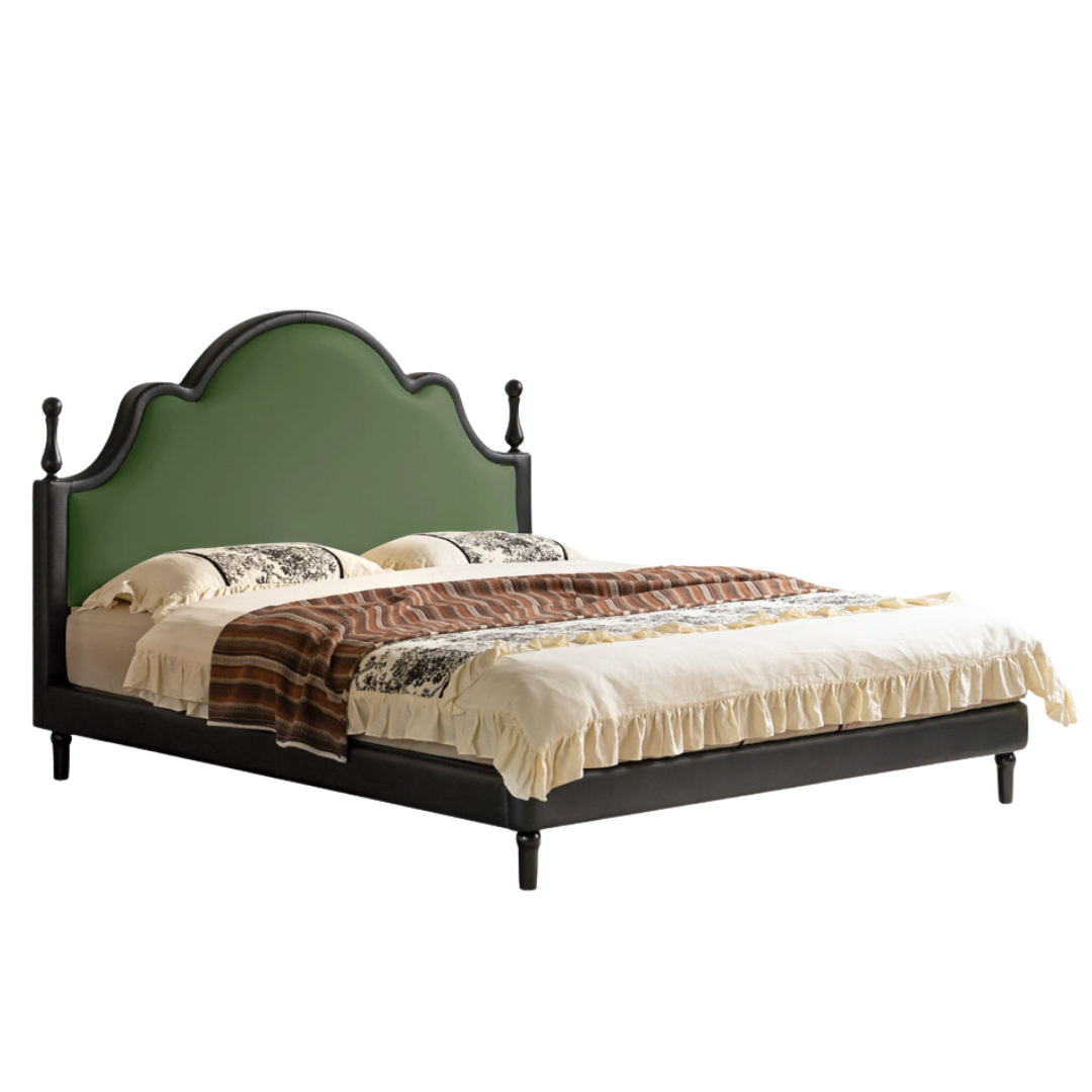 Eco-Friendly Cloud Leather Bed — French Retro Style Upholstered Fabric Bed