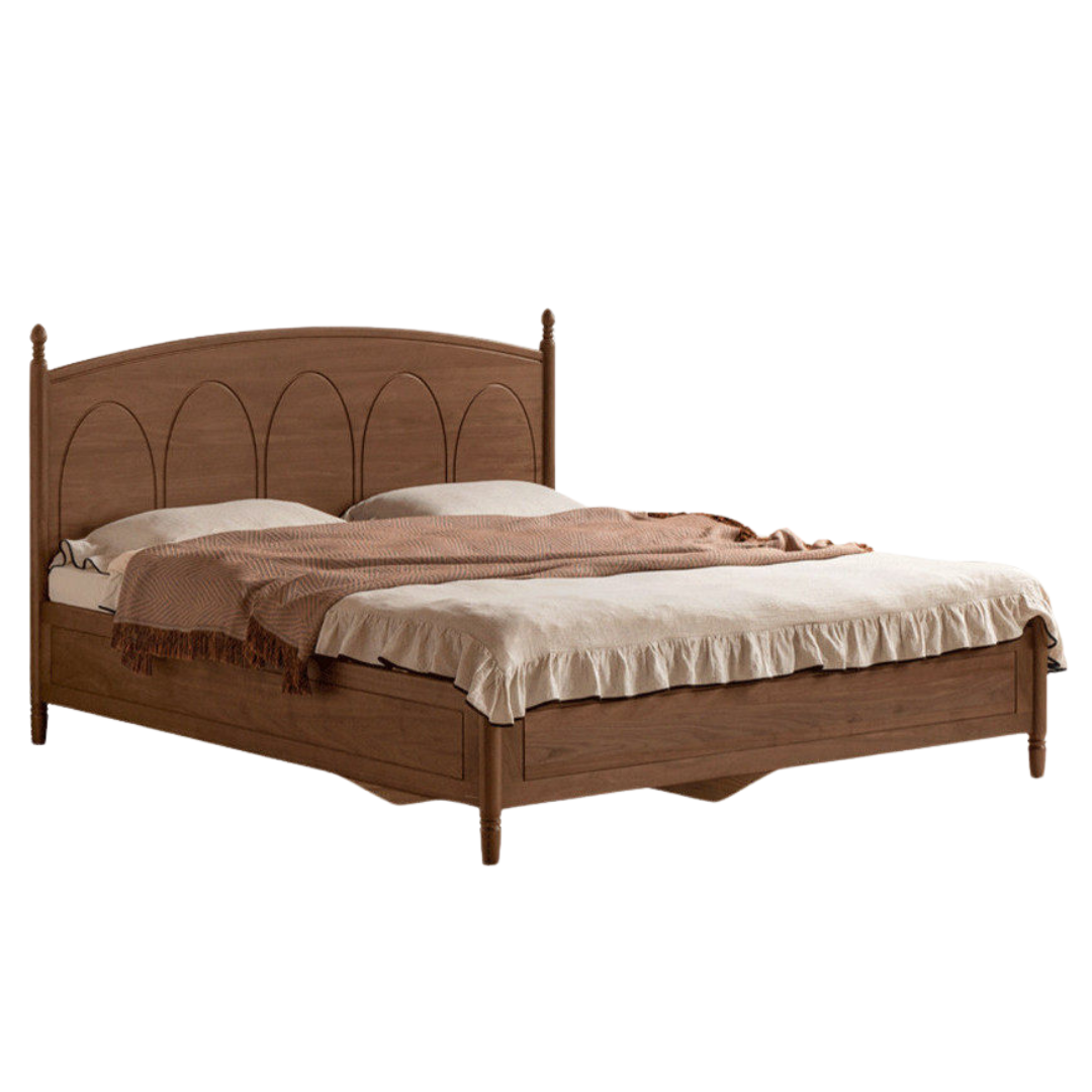 Black Walnut Solid Wood Box Bed — French Retro Style