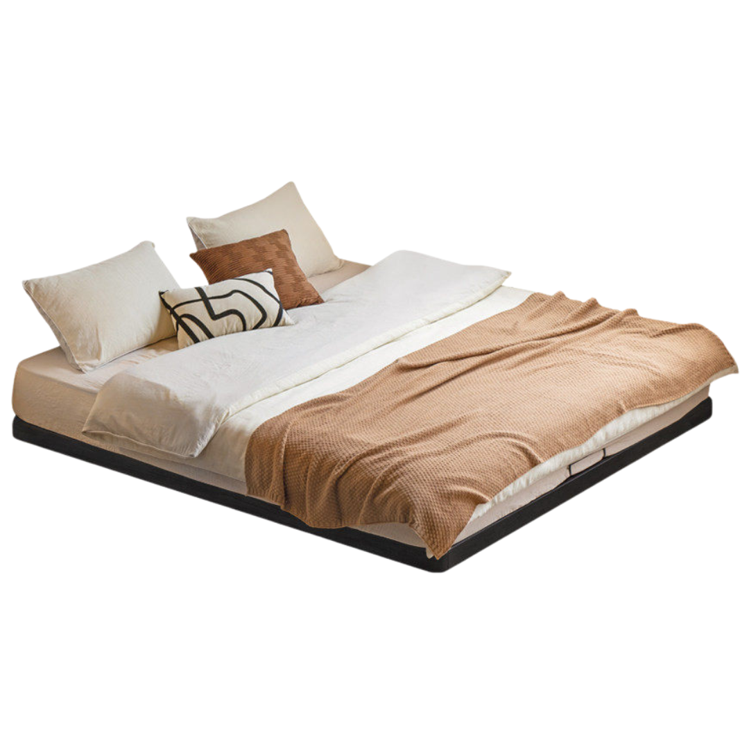 Oak, Rubberwood Solid Wood Bed Simple Platform Bed, Headboard-Free Bed