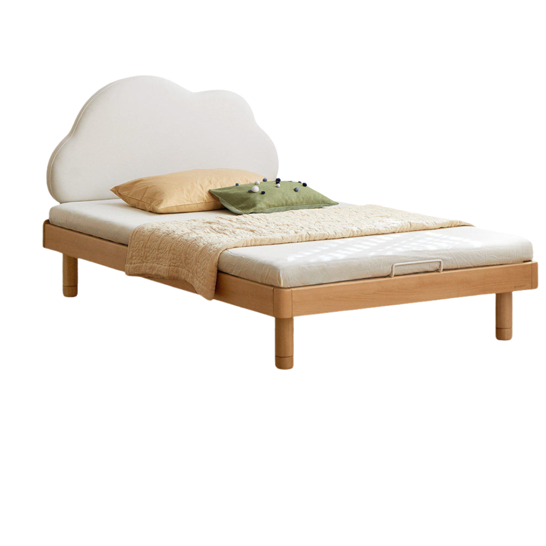 Beech Solid Wood Children's Splicing Platform Bed, Headboard-Free Bed