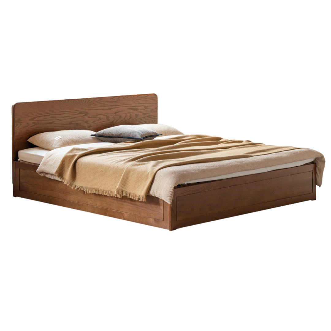 Oak Solid Wood Modern Simple Double Storage Box Bed