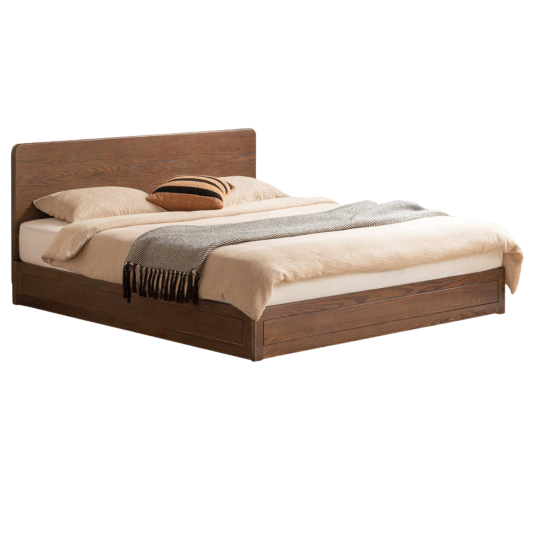 Oak Solid Wood Modern Simple Double Storage Box Bed