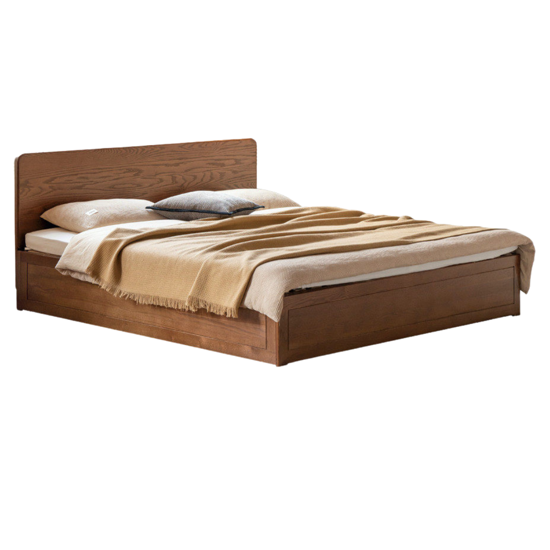 Oak Solid Wood Modern Simple Double Storage Box Bed