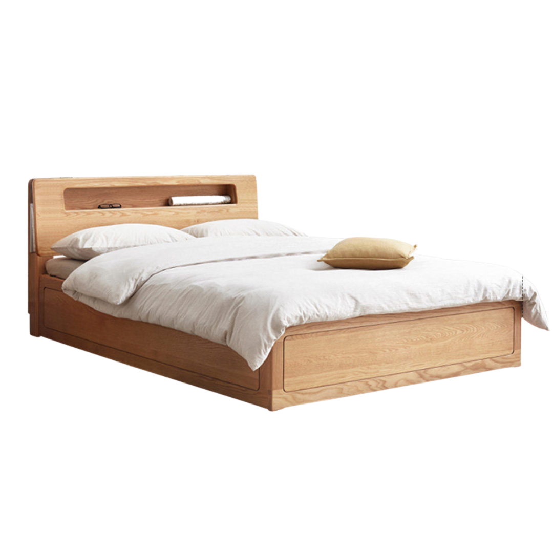 Oak Solid Wood Luminous Box Bed
