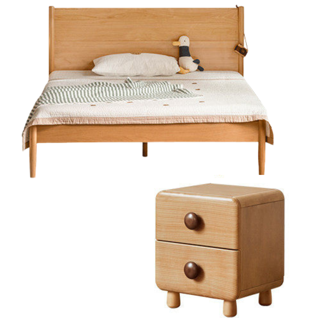 Beech Solid Wood Bed Simple Boys and Girls