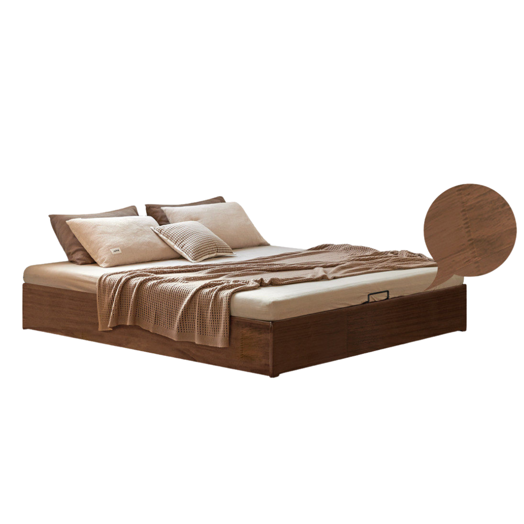 Rubberwood Solid Wood Modern Minimalist Storage Platform Bed