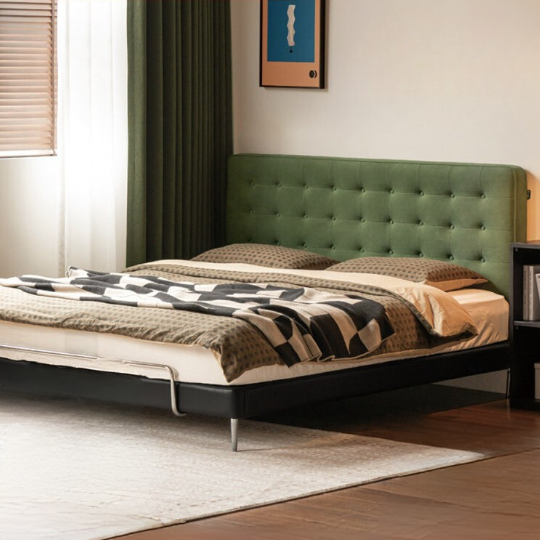 Fabric Flannel Soft Bed Bauhaus Style