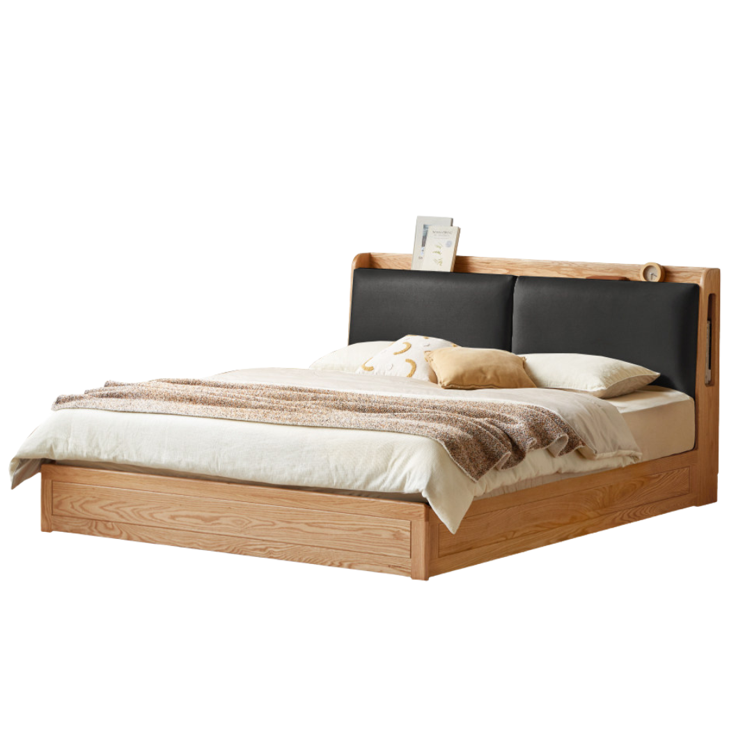 Oak Solid Wood Box Bed Storage Technology Cloth