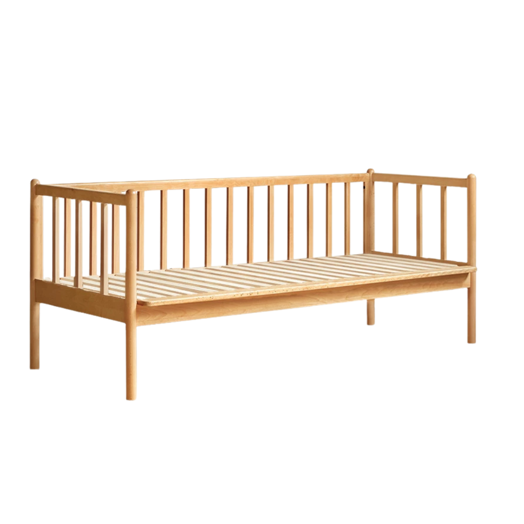 Beech, Rubberwood Solid Wood Children's Splicing Bed with Guardrail