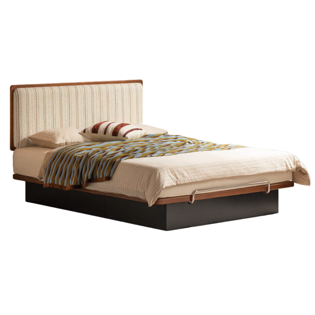 Poplar Solid Wood Channel Tufted Platform Bed with Gas Lift Storage
