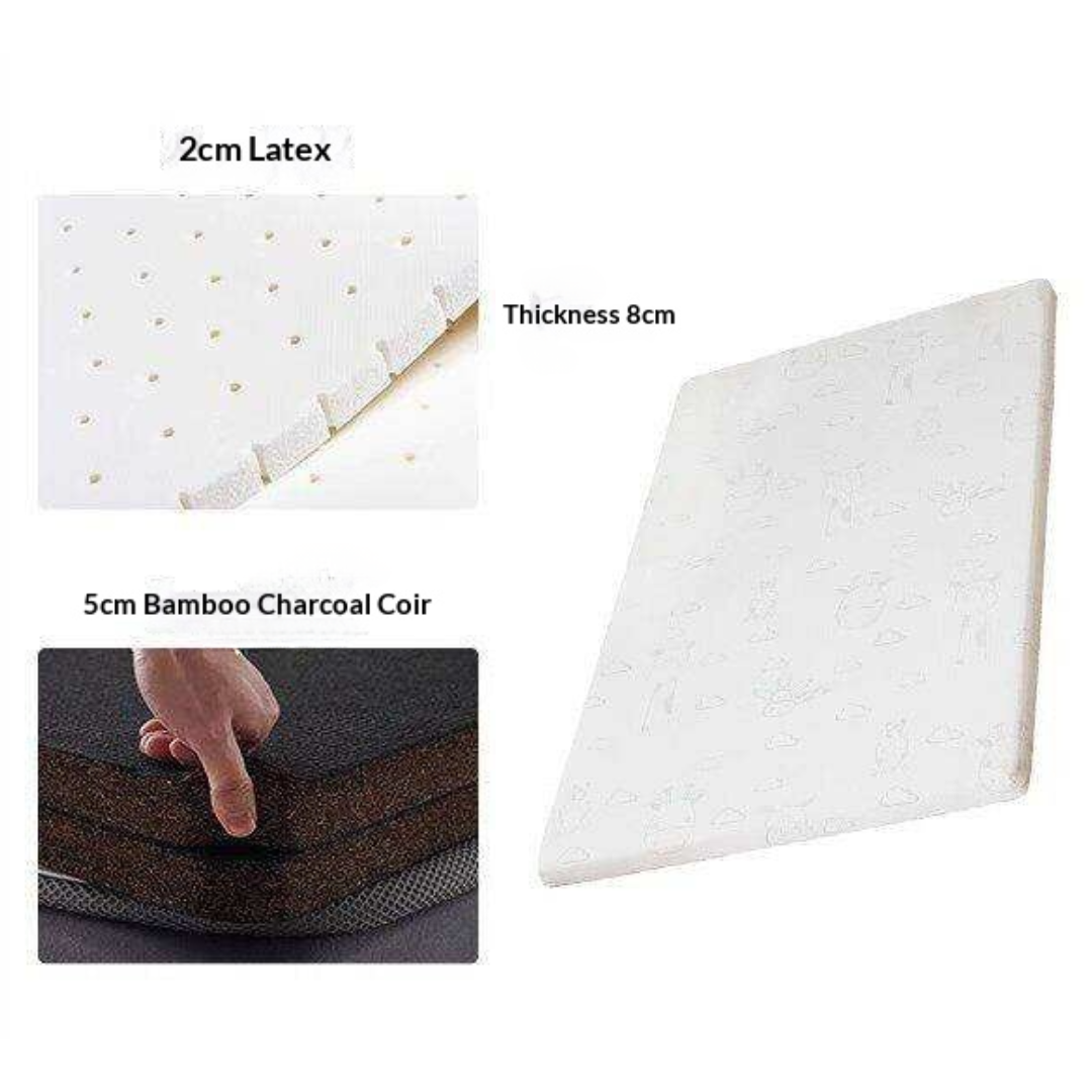 Natural Coconut Fiber and Latex Children's Mattress with Zero Glue, Firm 6CM, 8CM