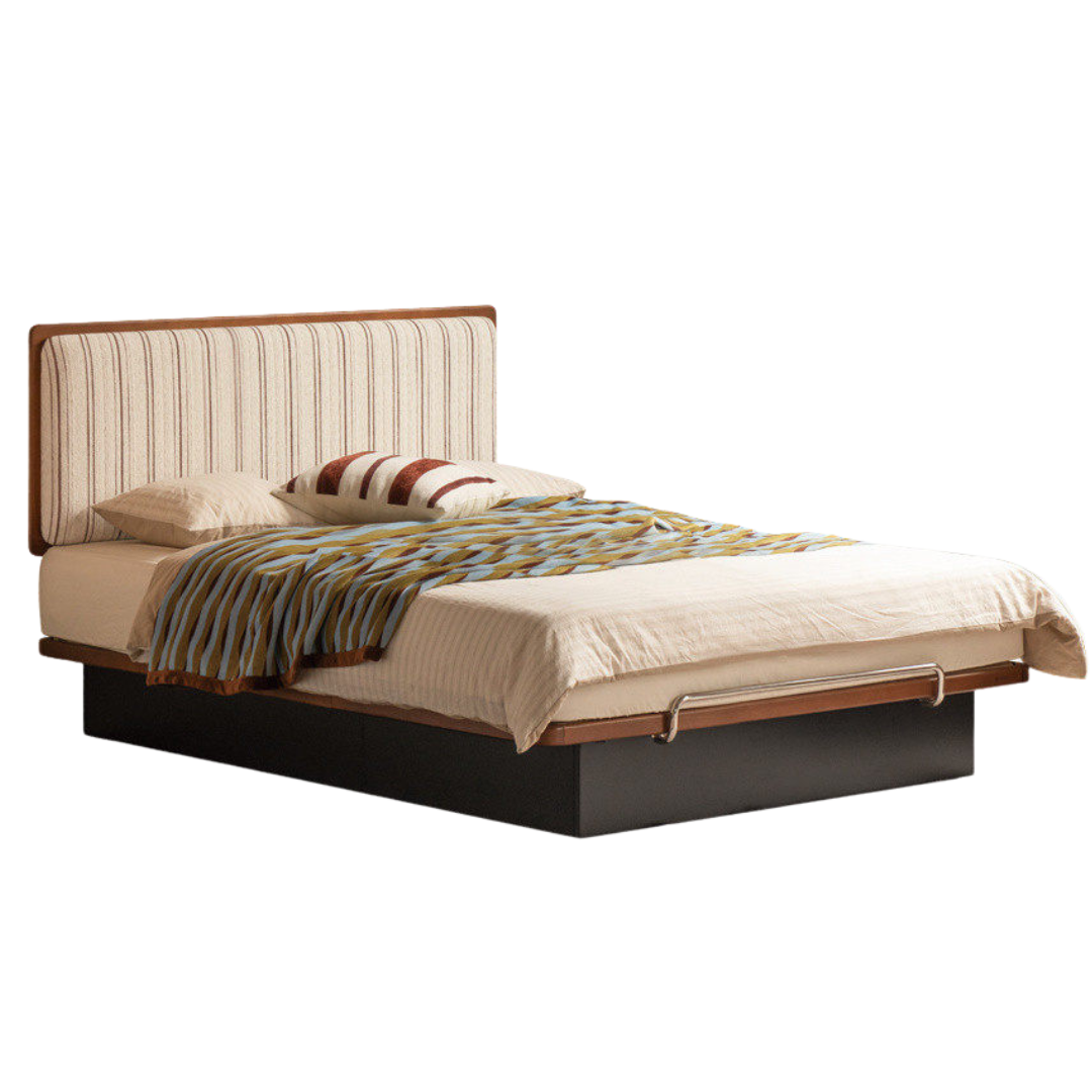 Poplar Solid Wood Channel Tufted Platform Bed with Gas Lift Storage