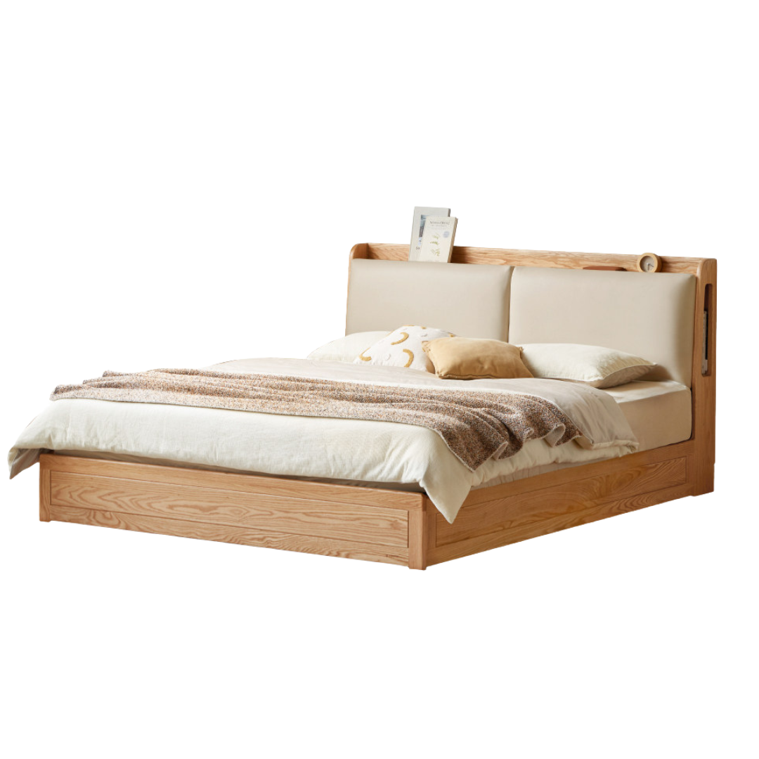 Oak Solid Wood Box Bed Storage Technology Cloth