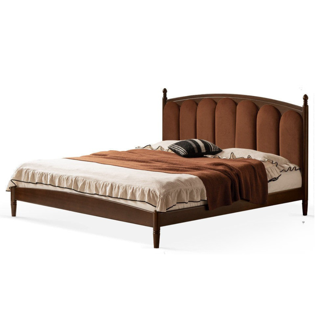 Ash Solid Wood Arched Channel Tufted Platform Bed with Turned Posts