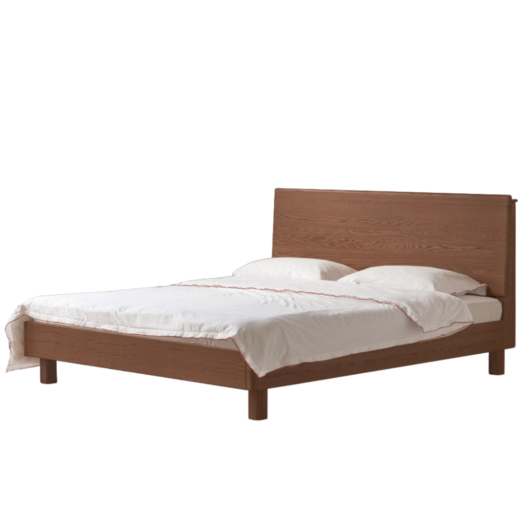 Oak Solid Wood Bed built-in bookshelf, lighting
