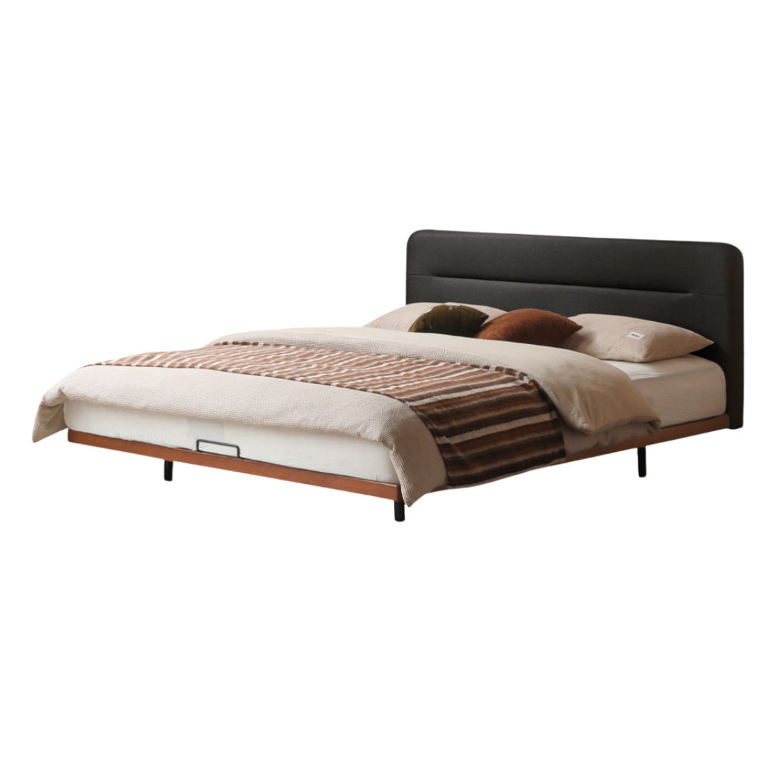 Poplar Solid Wood Floating Soft Bed, Vintage with Light