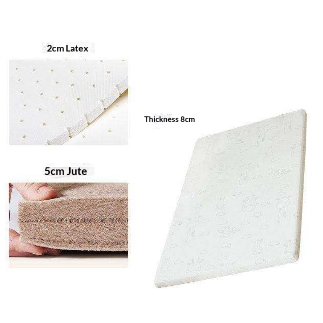 Natural Coconut Fiber and Latex Children's Mattress with Zero Glue, Firm 6CM, 8CM