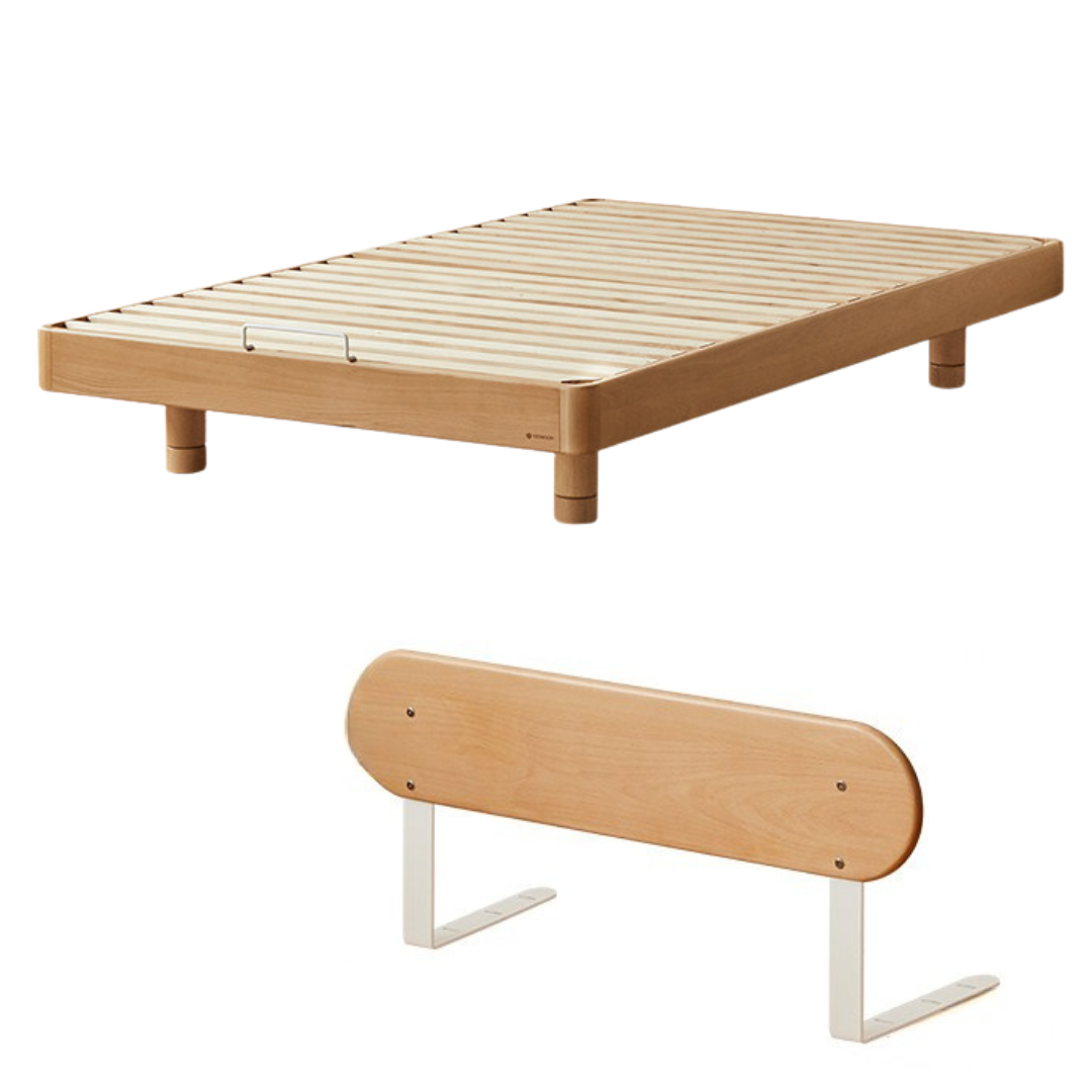 Beech Solid Wood Children's Splicing Platform Bed, Headboard-Free Bed