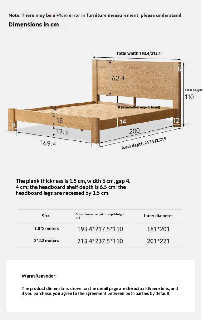 White Ash Solid Wood Platform Bed with Tall Flat Panel Headboard