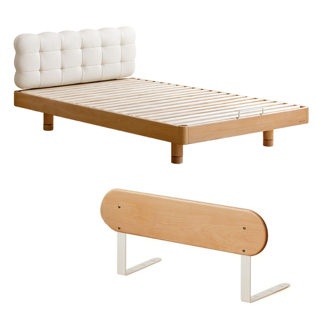 Beech Solid Wood Children's Splicing Platform Bed, Headboard-Free Bed