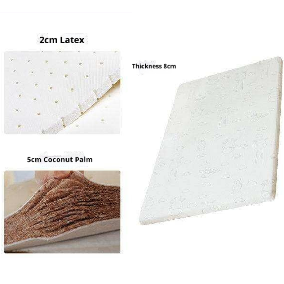 Natural Coconut Fiber and Latex Children's Mattress with Zero Glue, Firm 6CM, 8CM