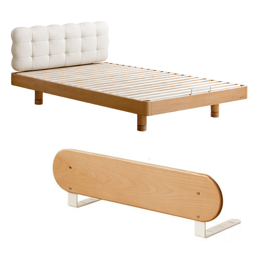Beech Solid Wood Children's Splicing Platform Bed, Headboard-Free Bed