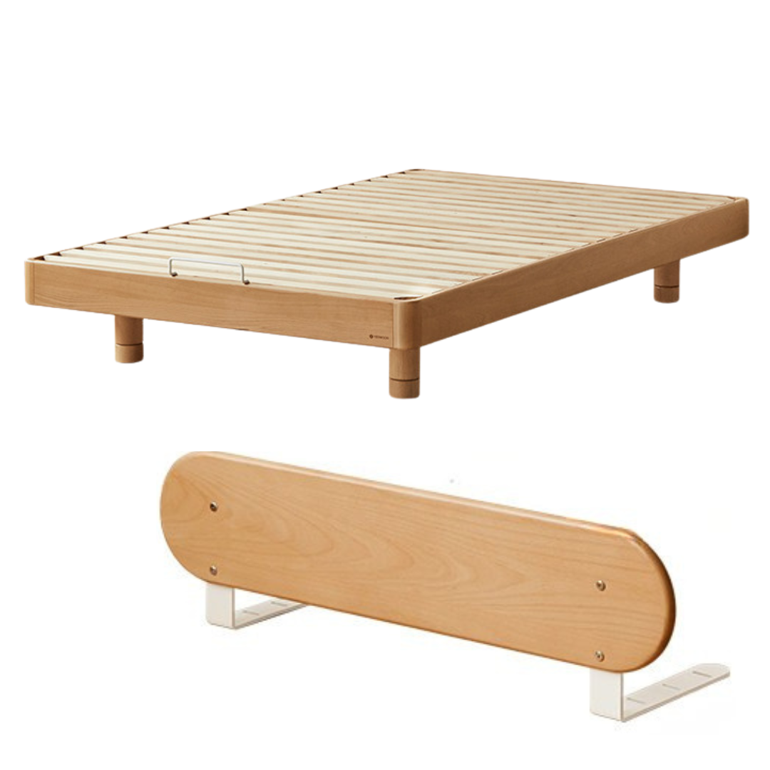 Beech Solid Wood Children's Splicing Platform Bed, Headboard-Free Bed