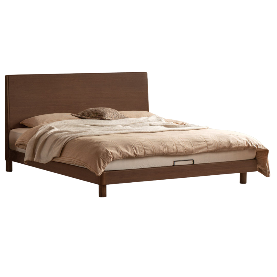 Black Walnut, Catalpa Solid Wood Modern Minimalist Large Bed